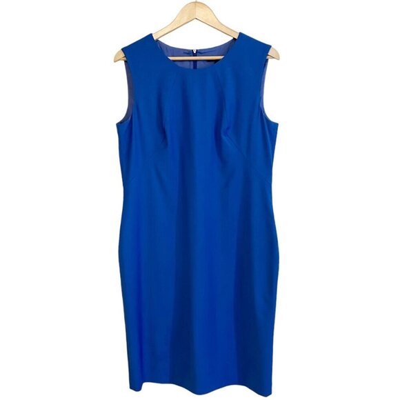 Hugo Boss Dallasa Stretch Wool Sheath Dress in Blue Size 10 - Picture 1 of 8